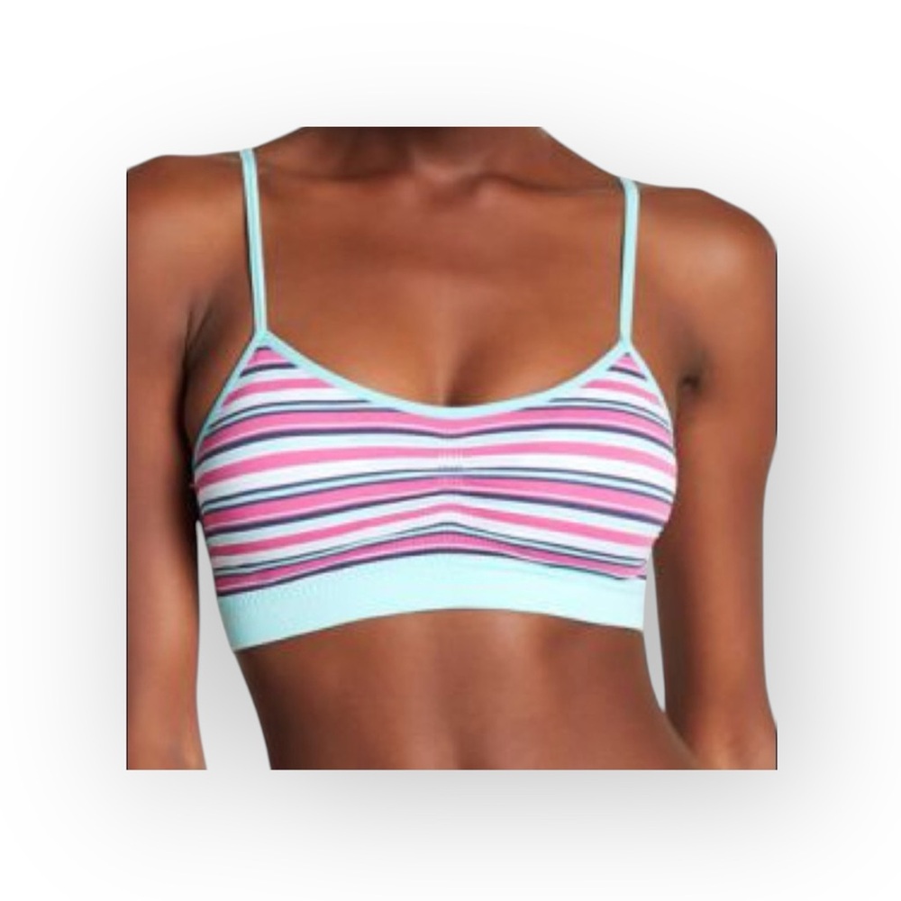 new FP ミ Seamless Cinched Convertible Day Bra Bralette ミ Teal Sky Stripe ミ Small